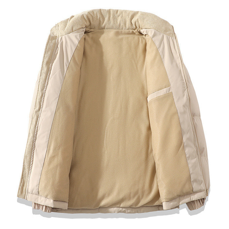 Insulating Unisex Puffer Coat - Stand Collar, Cotton