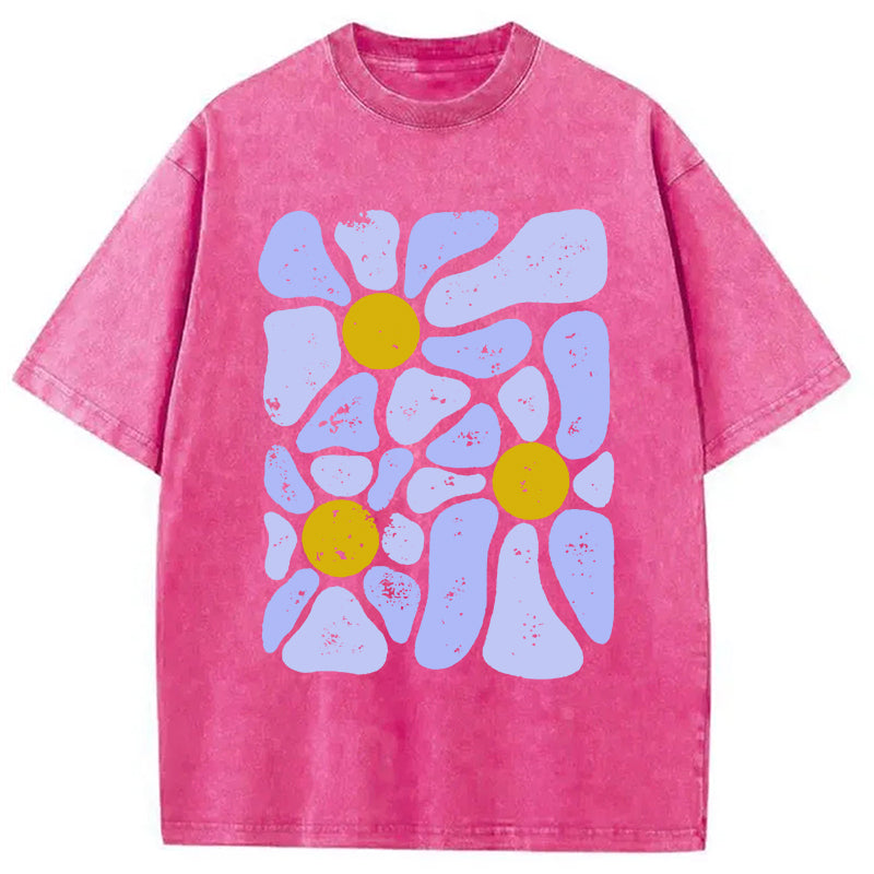 bbb Abstract Flowers Art Washed T-Shirt