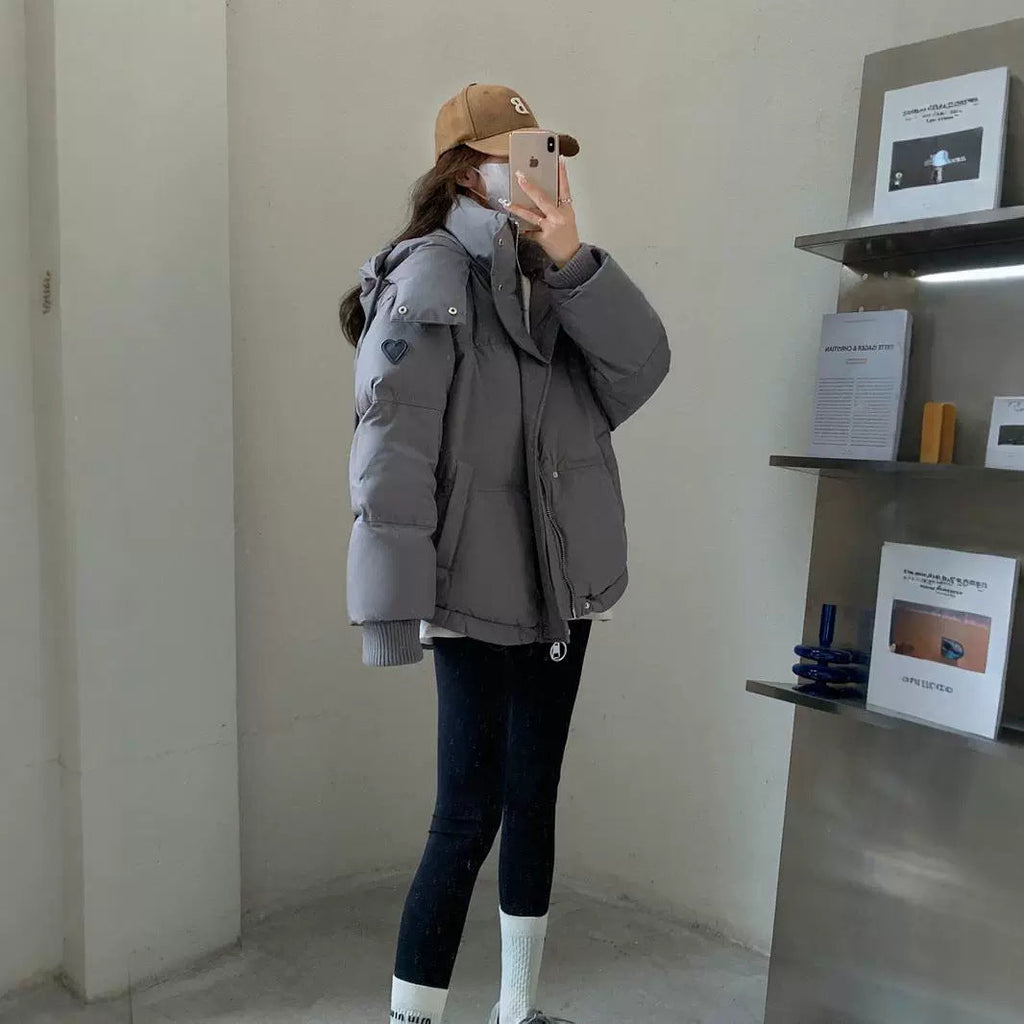 Warm Women’s Down Jacket - Short Boxy Cut, Polyester, Daily