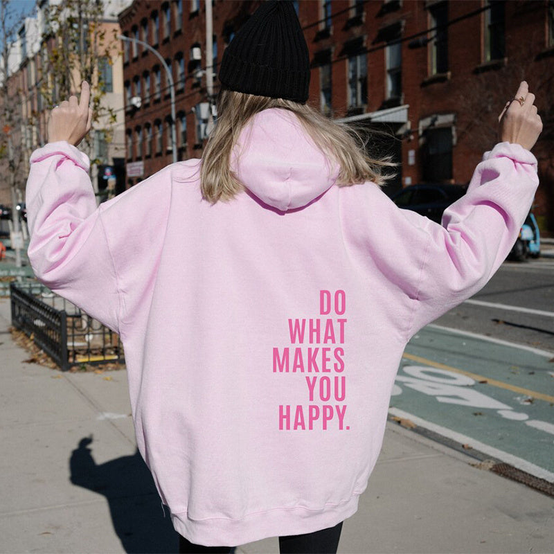 Oversized Women's Hoodie - Loose Back Print, Polyester