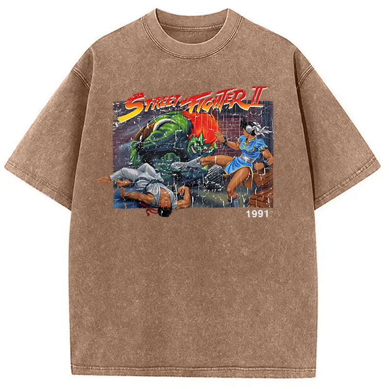 bbb Street Fighter Retro Game Vintage Washed T-Shirt