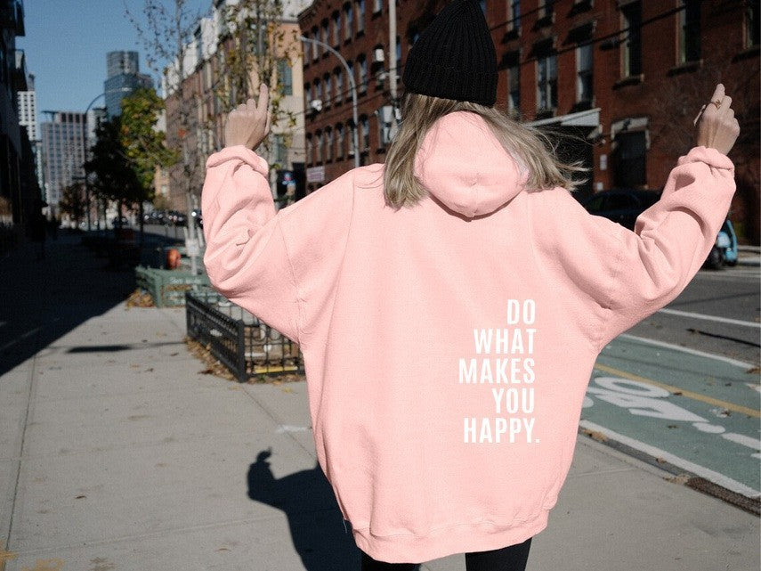 Oversized Women's Hoodie - Loose Back Print, Polyester