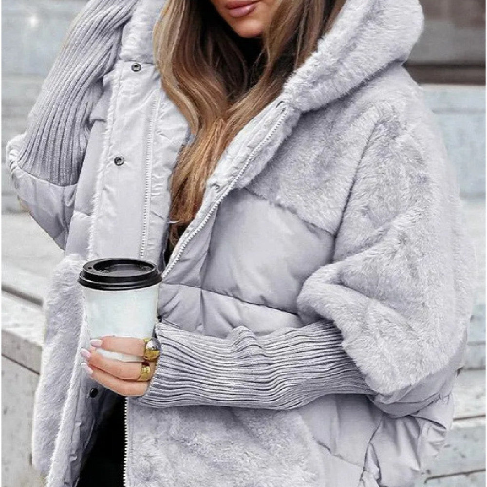 Insulating Womens Hooded Coat - Oversized Faux Fur Winter