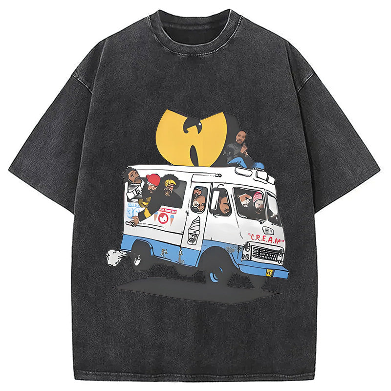 bbb Wu Tang Retro Hip Hop Washed T-Shirt