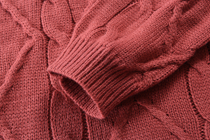 Warmer, kuscheliger Herren-Rollkragenpullover – lockeres Zopfmuster