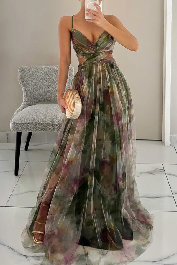 Floral Maxi Dress for Women, Adjustable Back Closure, Summer Wedding Guest Dress, Elegant and Comfortable