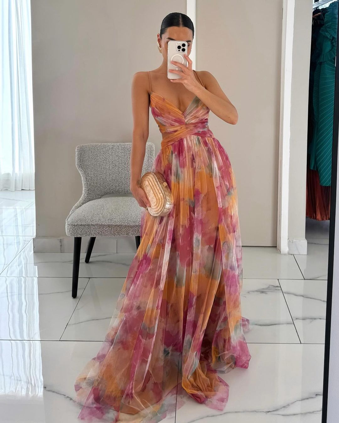 Floral Maxi Dress for Women, Adjustable Back Closure, Summer Wedding Guest Dress, Elegant and Comfortable