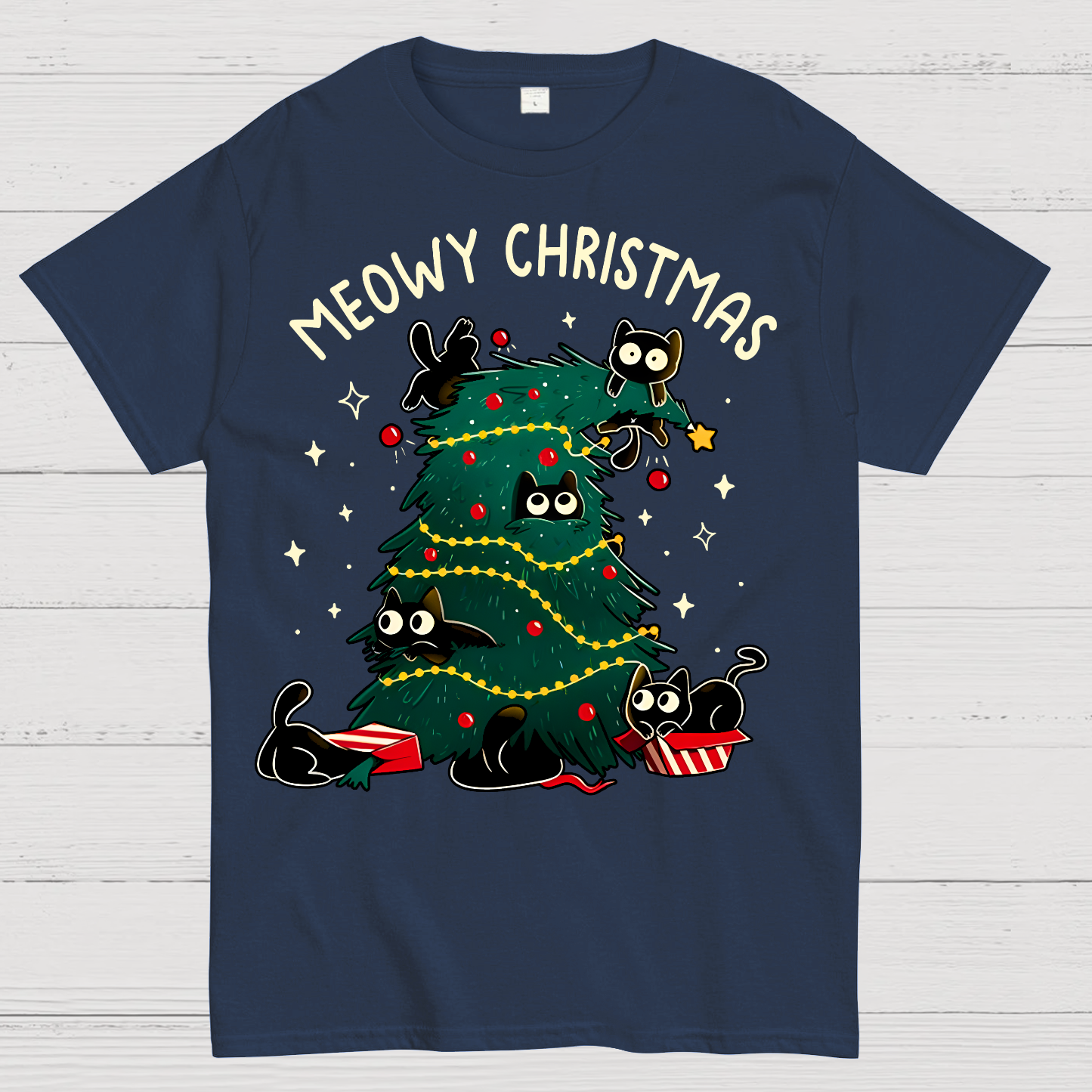 Meowy Christmas Funny Cats  T-Shirt