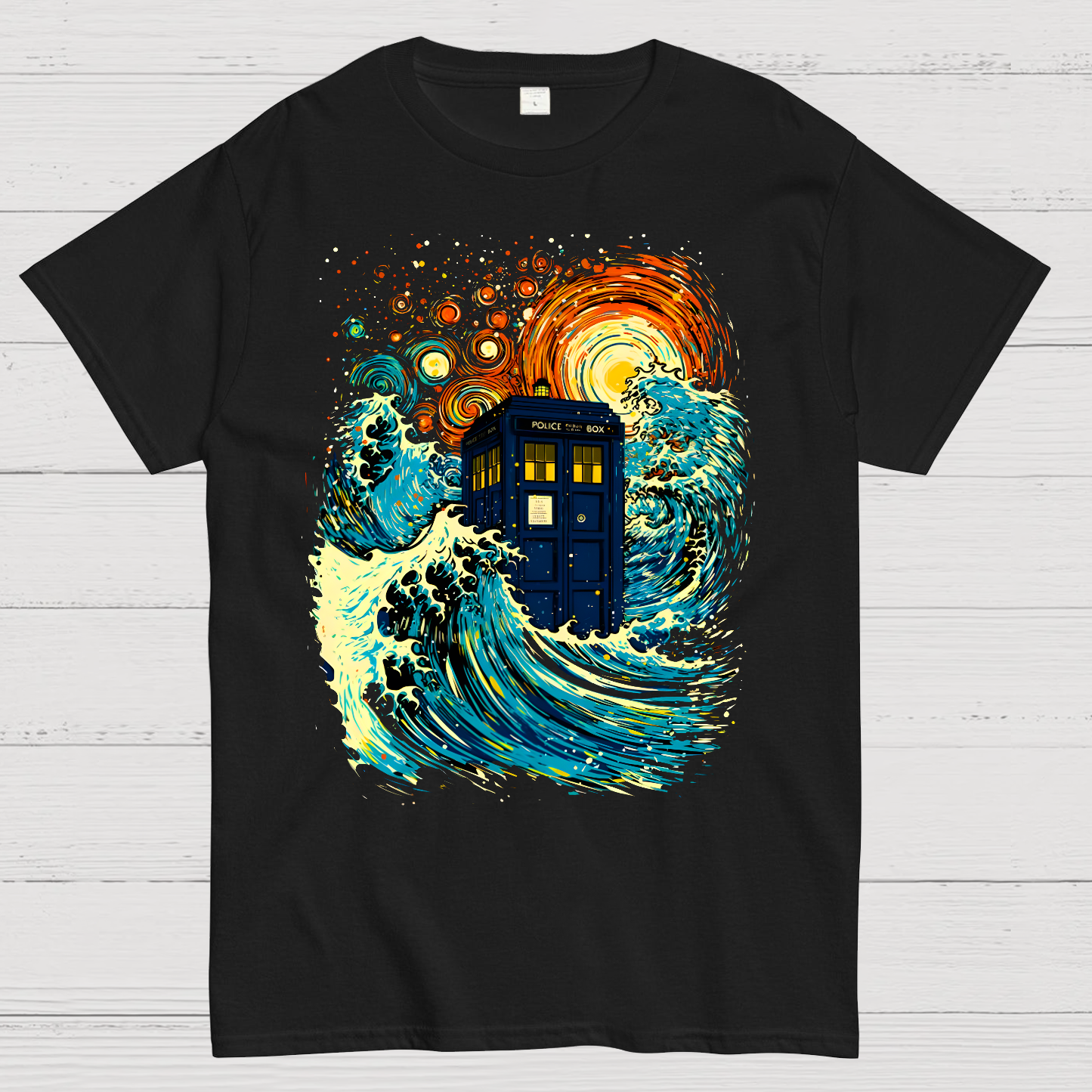 Great Kanagawa Wave And The Tardis  T-Shirt