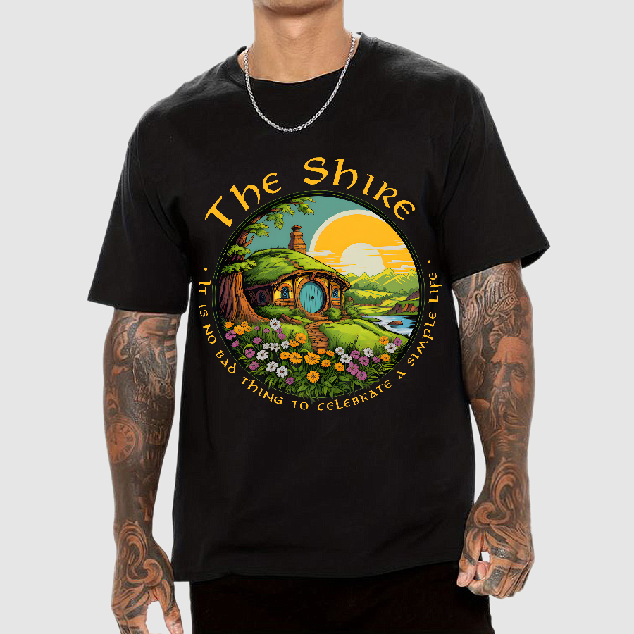 The Shire Home Middle Earth Wizard Journey Fellowship Elvish Bookish  T-Shirt