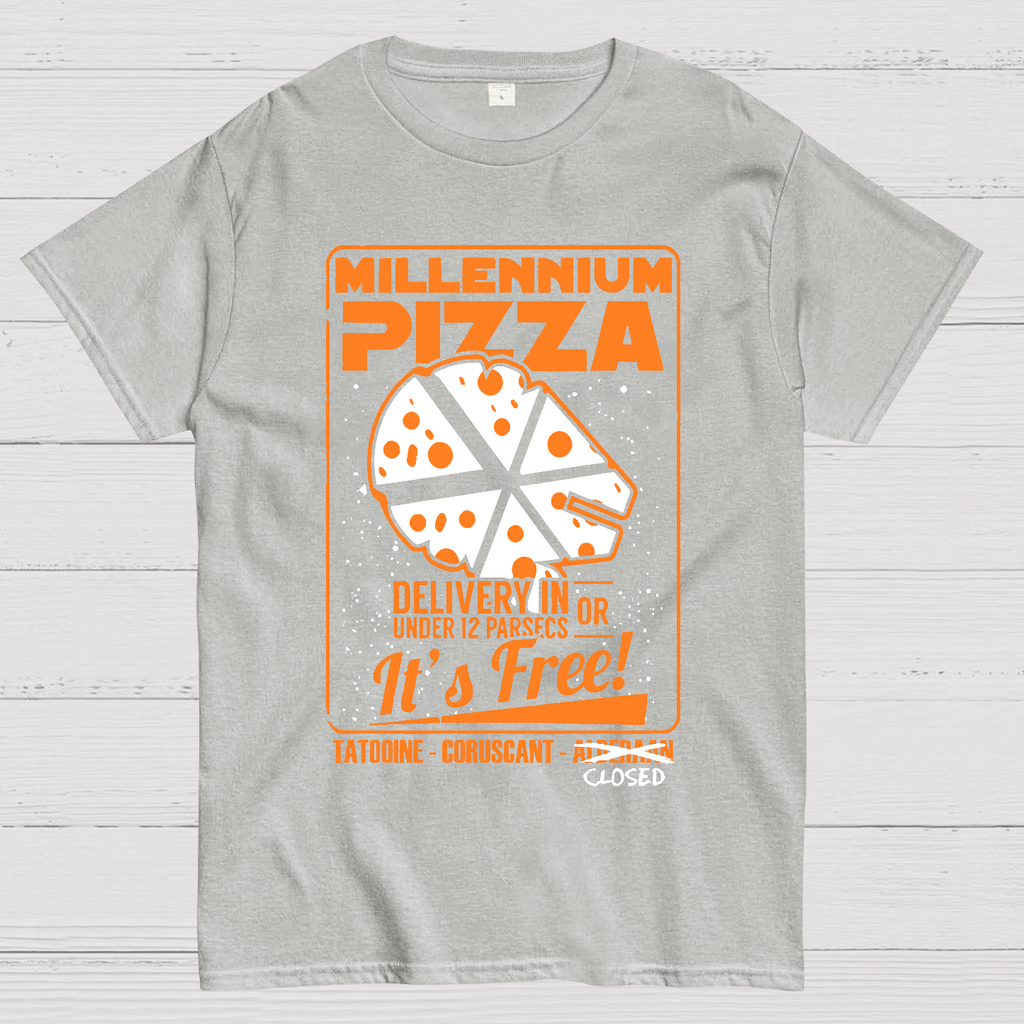 Millennium Pizza Delivery In Or Under 12 Parsecs It's Free! Tatodine Coruscant-Alderari Closed  T-Shirt