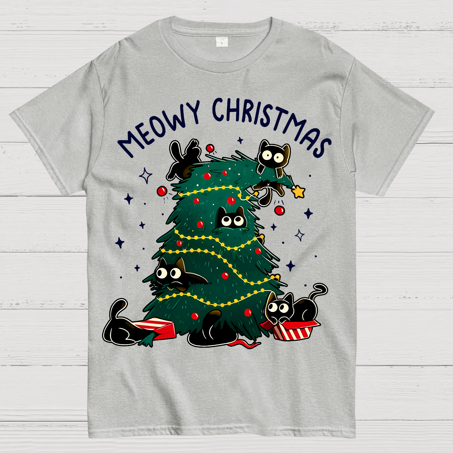 Meowy Christmas Funny Cats  T-Shirt