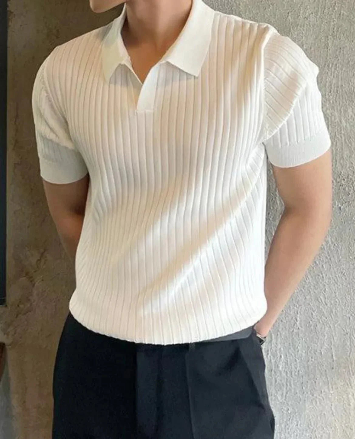 Slim Fit Men's Polo Shirt in Breathable Cotton, Short Sleeve, Available in Black, White, Navy Blue, Light Gray, Sizes XS to 4XL