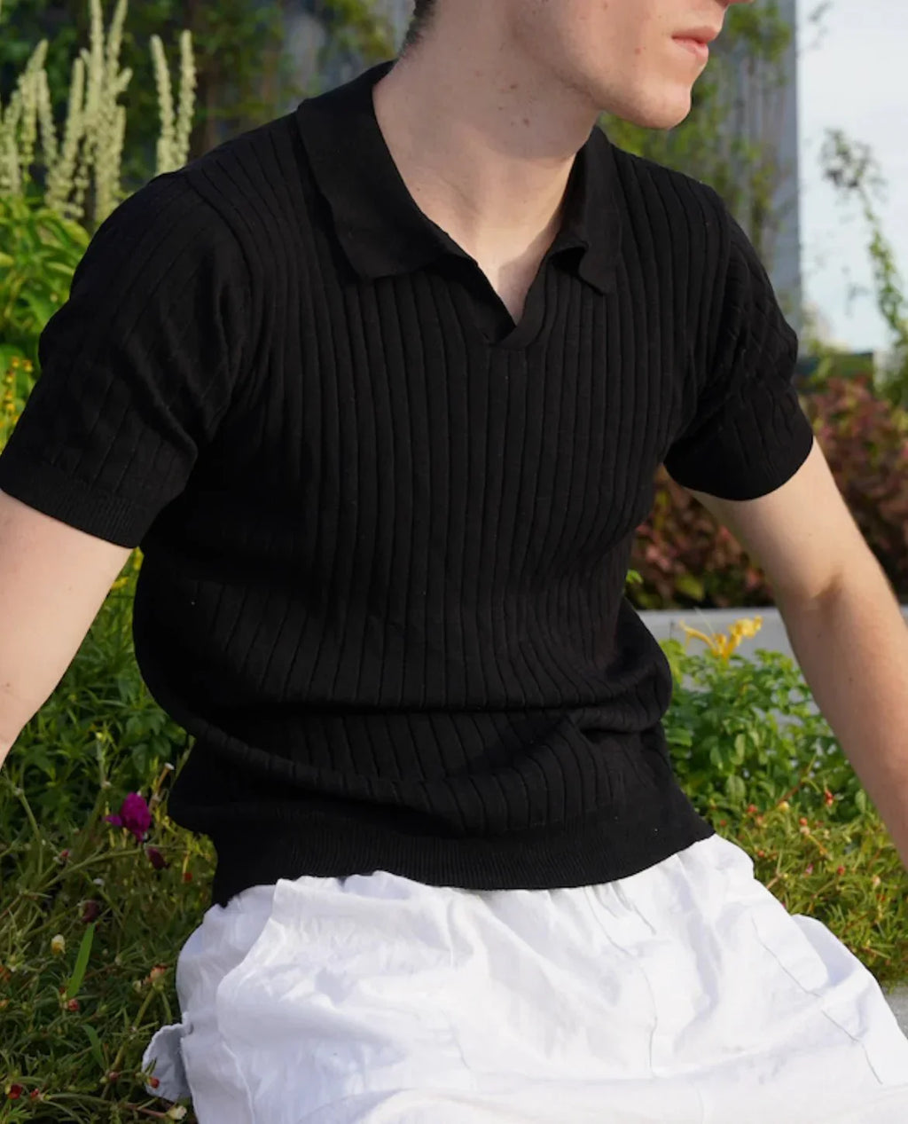 Schmal geschnittenes Herren-Poloshirt aus atmungsaktiver Baumwolle, Kurzarm, erhältlich in Schwarz, Weiß, Marineblau und Hellgrau, Größen XS bis 4XL