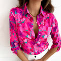 Floral Print Womens Blouse with Lace Collar, Three-Quarter Sleeves, Casual Summer Top for Women