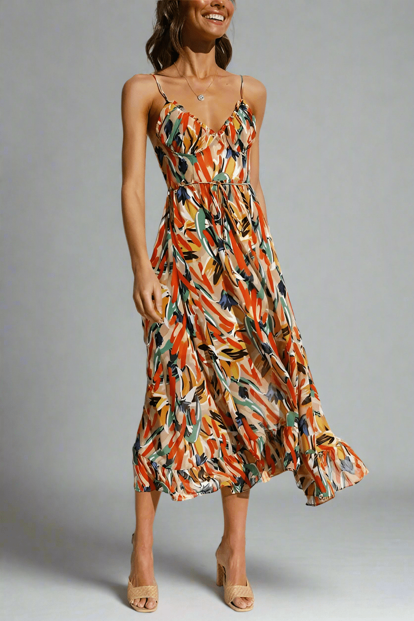 Elegant V-Neck Sleeveless Multicolor Wedding Guest Dress, Summer Cocktail Formal Dress for Special Occasions