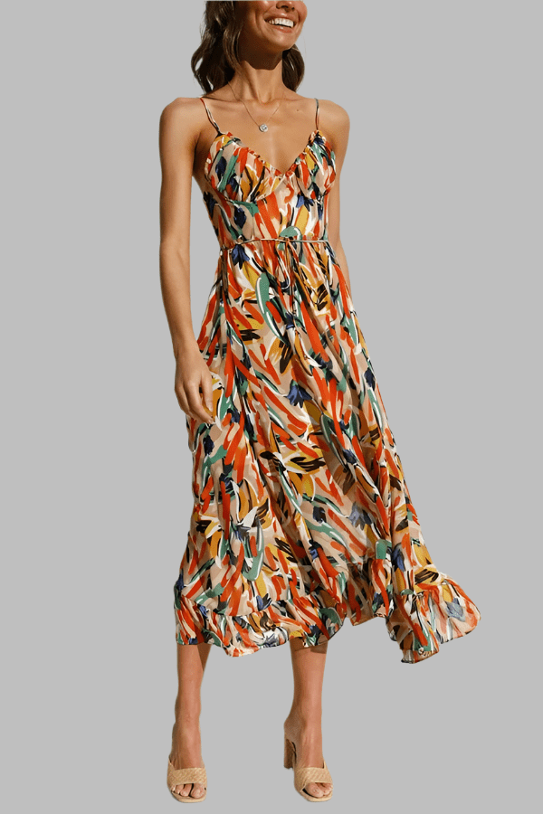 Elegant V-Neck Sleeveless Multicolor Wedding Guest Dress, Summer Cocktail Formal Dress for Special Occasions