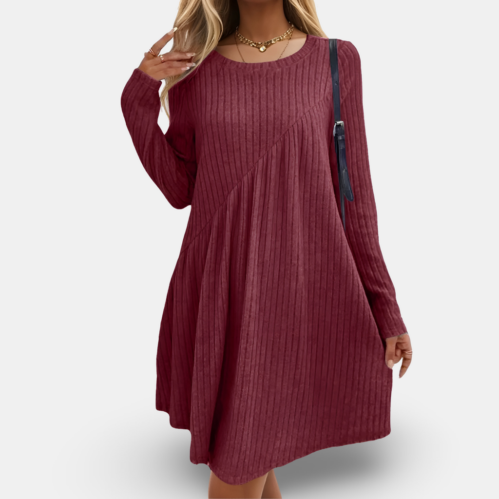 Elegant Long Sleeve Womens Dress in Soft Cotton Blend for All Occasions, Comfortable and Versatile Casual or Formal Wear