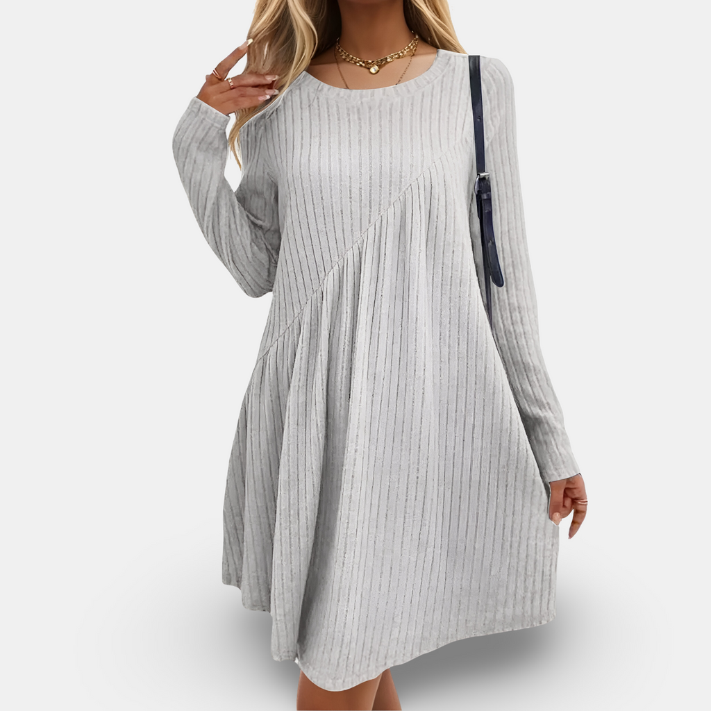 Elegant Long Sleeve Womens Dress in Soft Cotton Blend for All Occasions, Comfortable and Versatile Casual or Formal Wear
