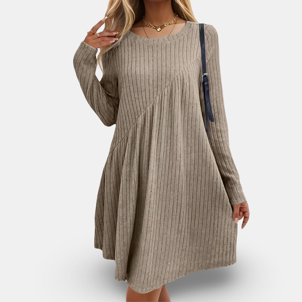 Elegant Long Sleeve Womens Dress in Soft Cotton Blend for All Occasions, Comfortable and Versatile Casual or Formal Wear