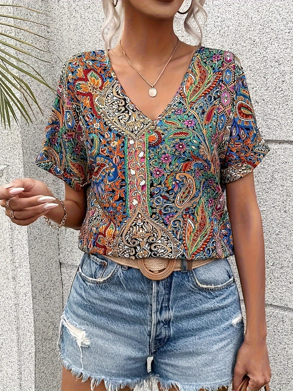 Floral Womens Blouse - Soft, Versatile Summer Top with Flattering Fit for Casual or Evening Wear