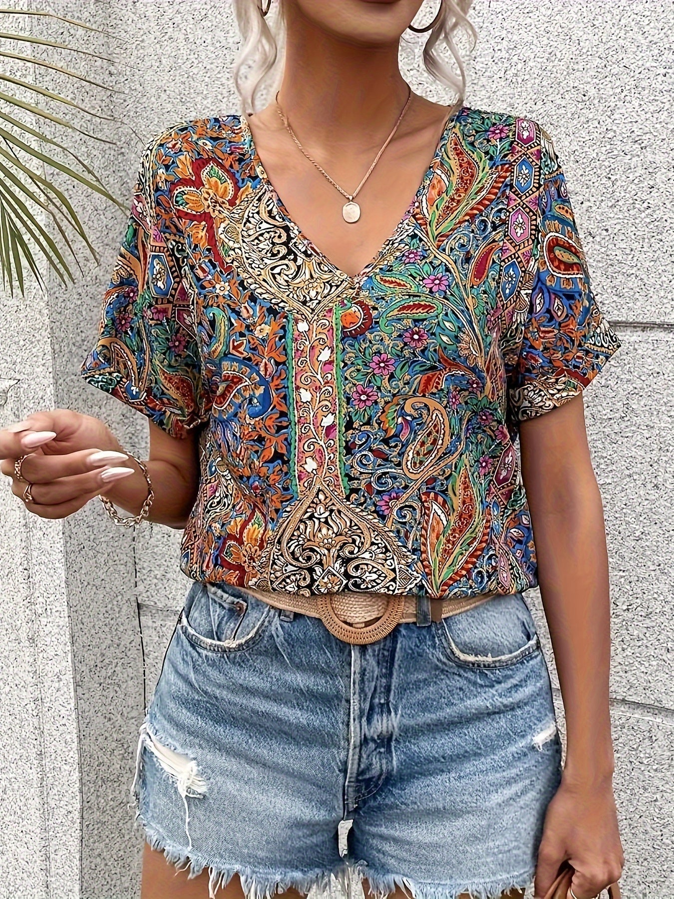 Floral Womens Blouse - Soft, Versatile Summer Top with Flattering Fit for Casual or Evening Wear