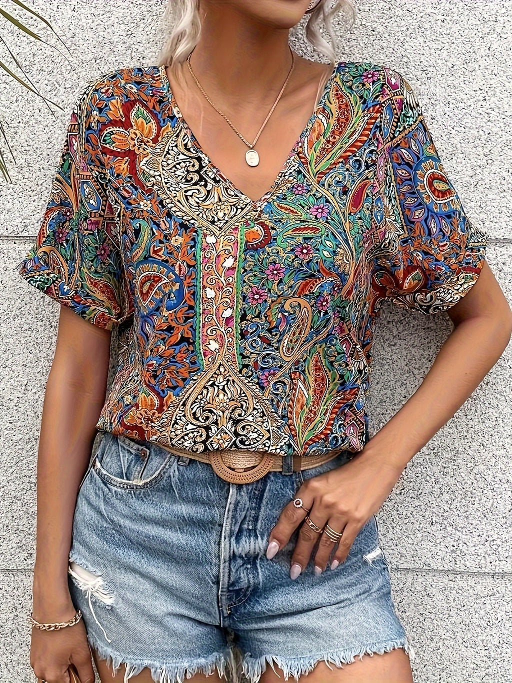 Floral Womens Blouse - Soft, Versatile Summer Top with Flattering Fit for Casual or Evening Wear