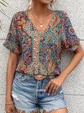 Floral Womens Blouse - Soft, Versatile Summer Top with Flattering Fit for Casual or Evening Wear