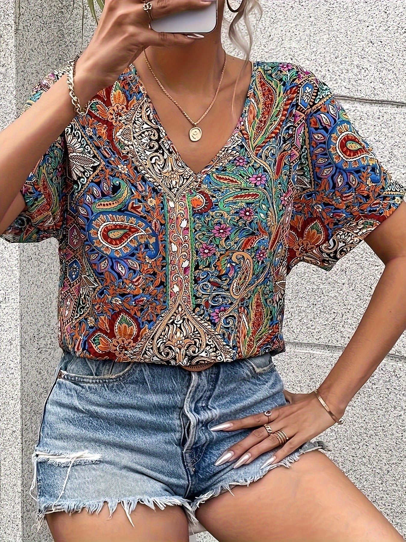 Floral Womens Blouse - Soft, Versatile Summer Top with Flattering Fit for Casual or Evening Wear