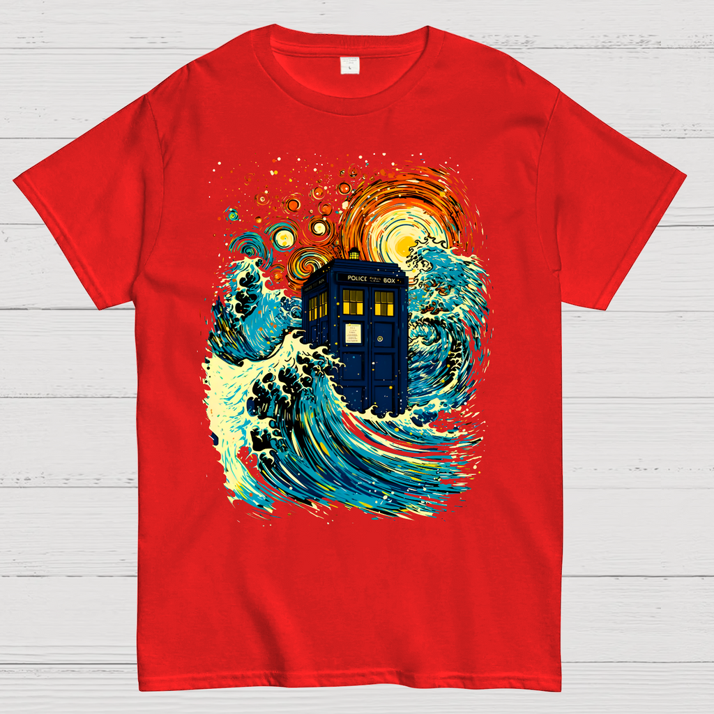 Great Kanagawa Wave And The Tardis  T-Shirt