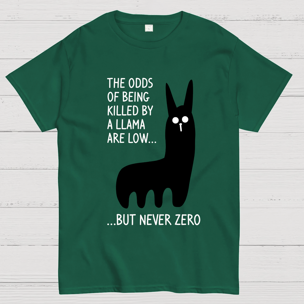 The Odds Of Being Killed By Allama Are Low But Never Zero Killer Llama  T-Shirt
