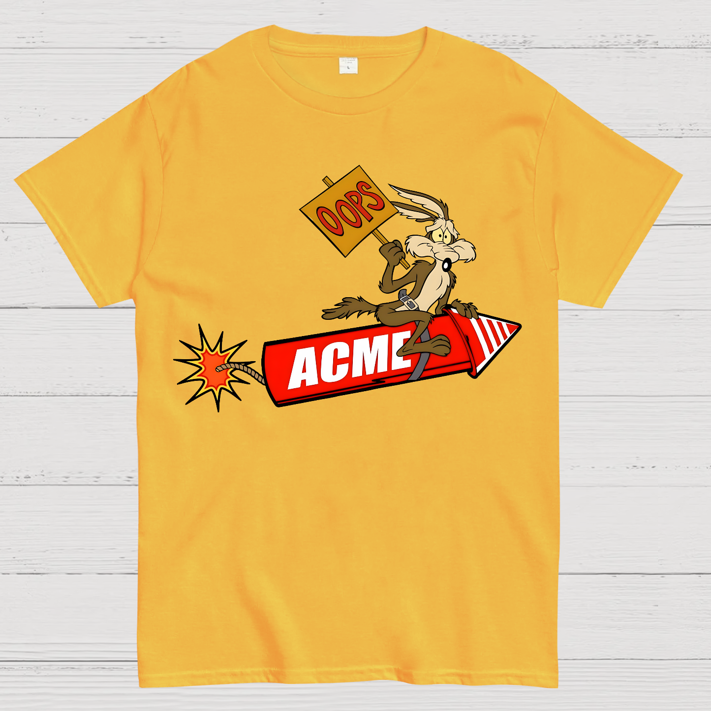 Acme Road Runner Wile E. Coyote Funny Oops Rocket  T-Shirt