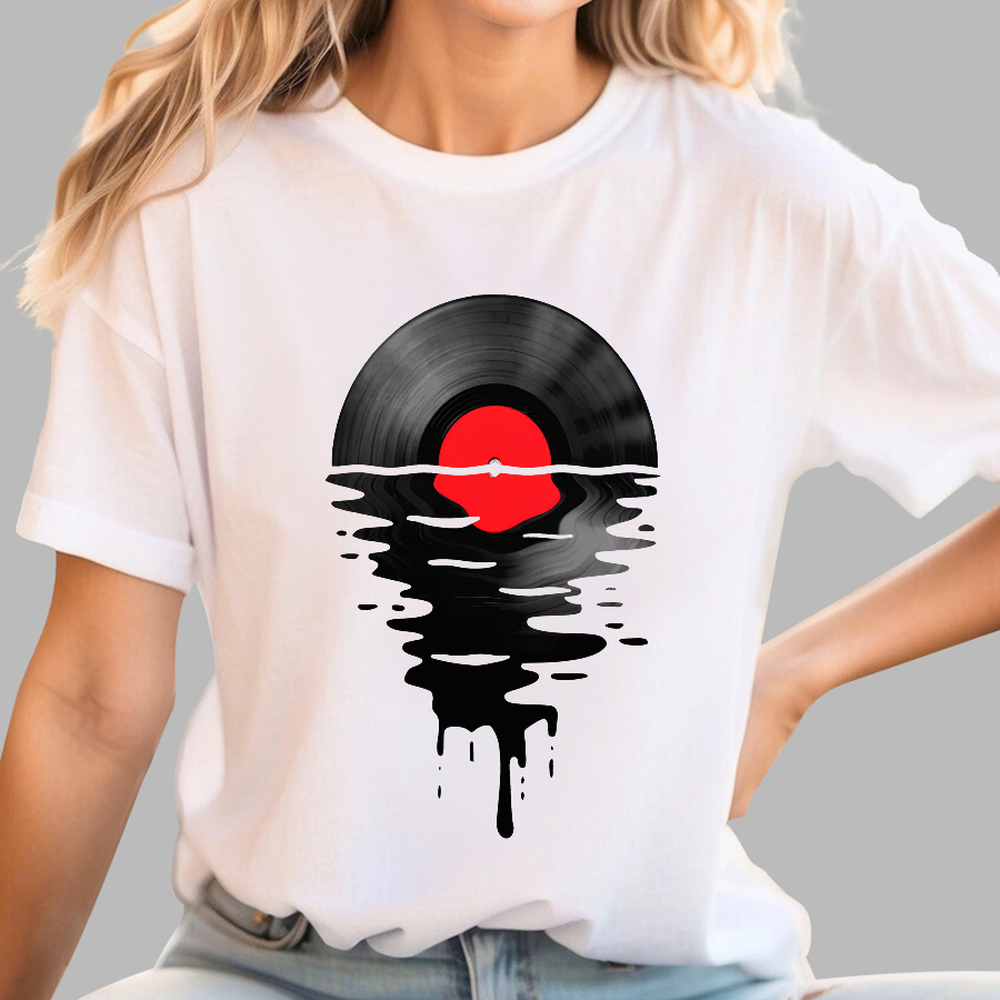 Vinyl LP Music Record Sunset Red  T-Shirt
