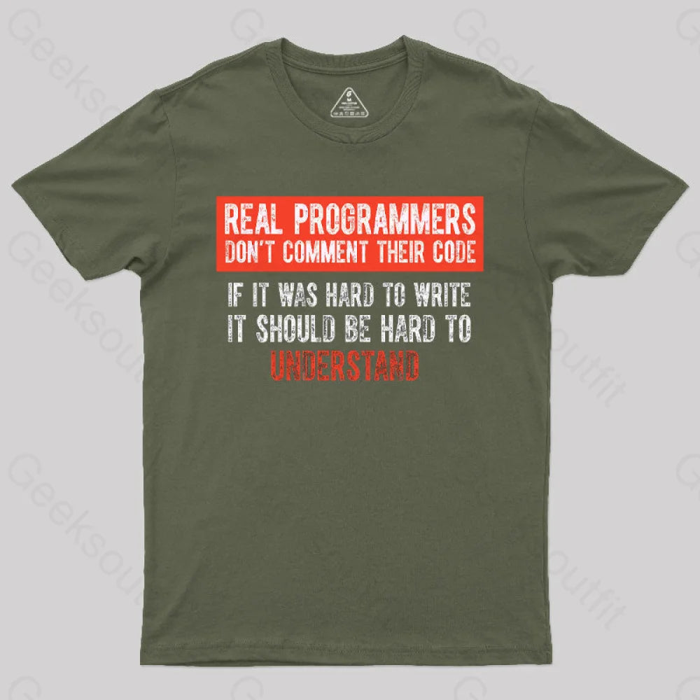 Real Programmers Don't Comment Their Code  T-Shirt