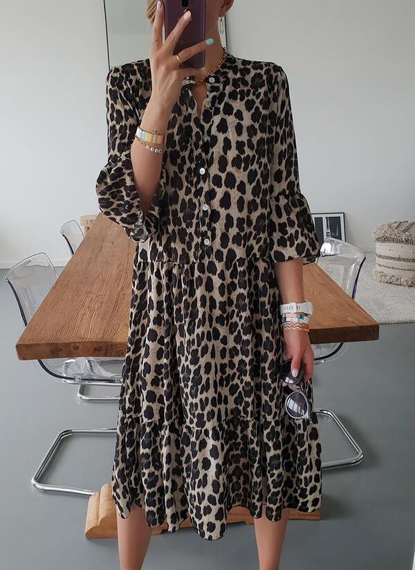 Stylish Leopard Print Summer Dress for Women, Elegant Plus Size Dresses M to 2XL, Comfortable High-Quality Fabric