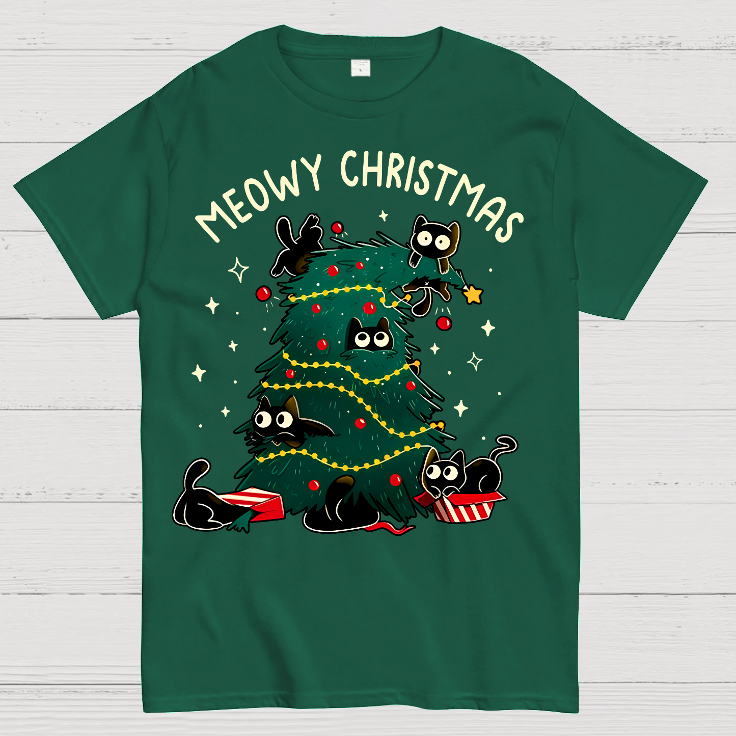 Meowy Christmas Funny Cats  T-Shirt