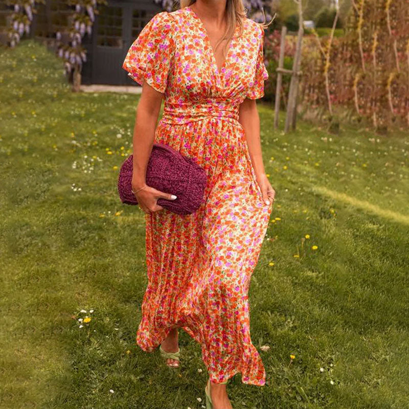 Lightweight Women's Summer Dress with V-Neck Design, Breathable Fabric, Airy Fit, Available in Multiple Colors