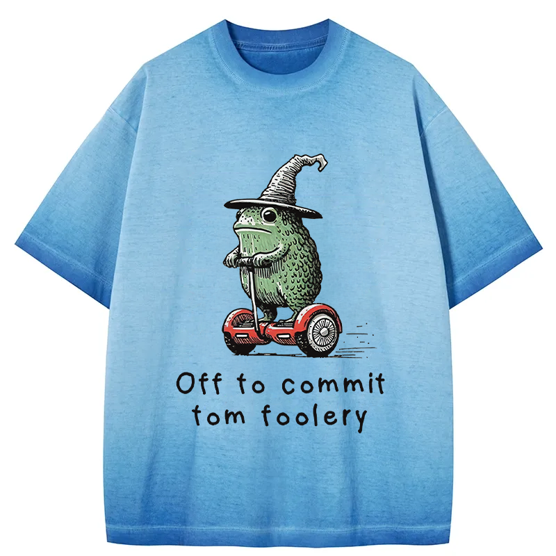 bbb Frog Riding A Balance Scooter Gradient Washed T-Shirt