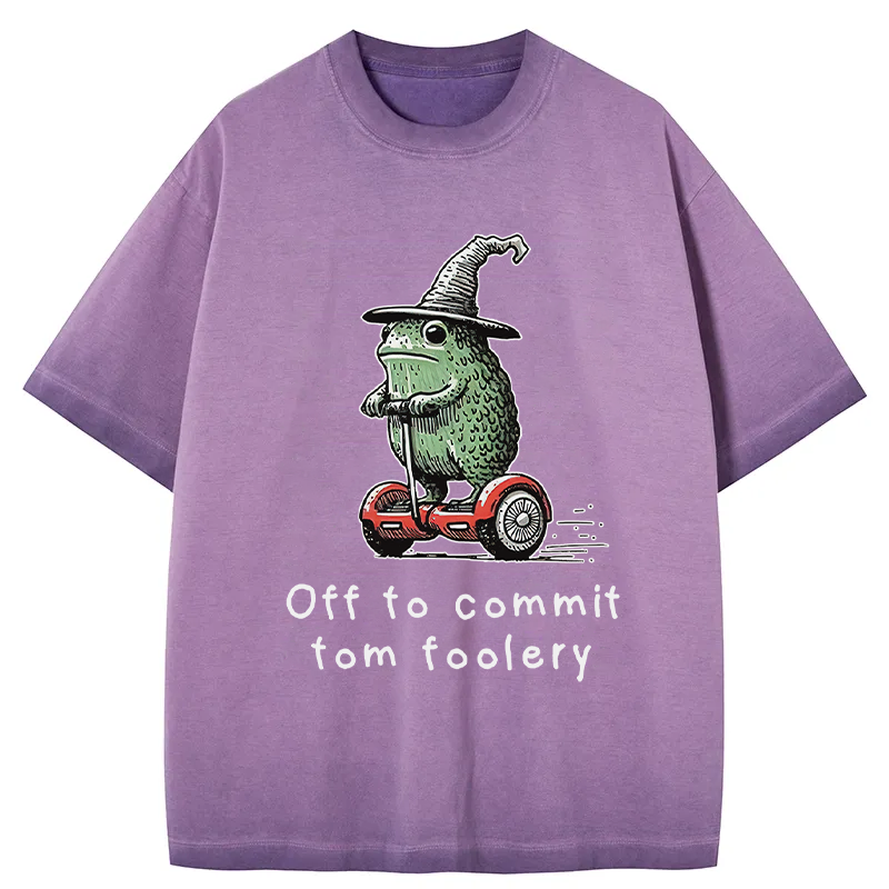 bbb Frog Riding A Balance Scooter Gradient Washed T-Shirt