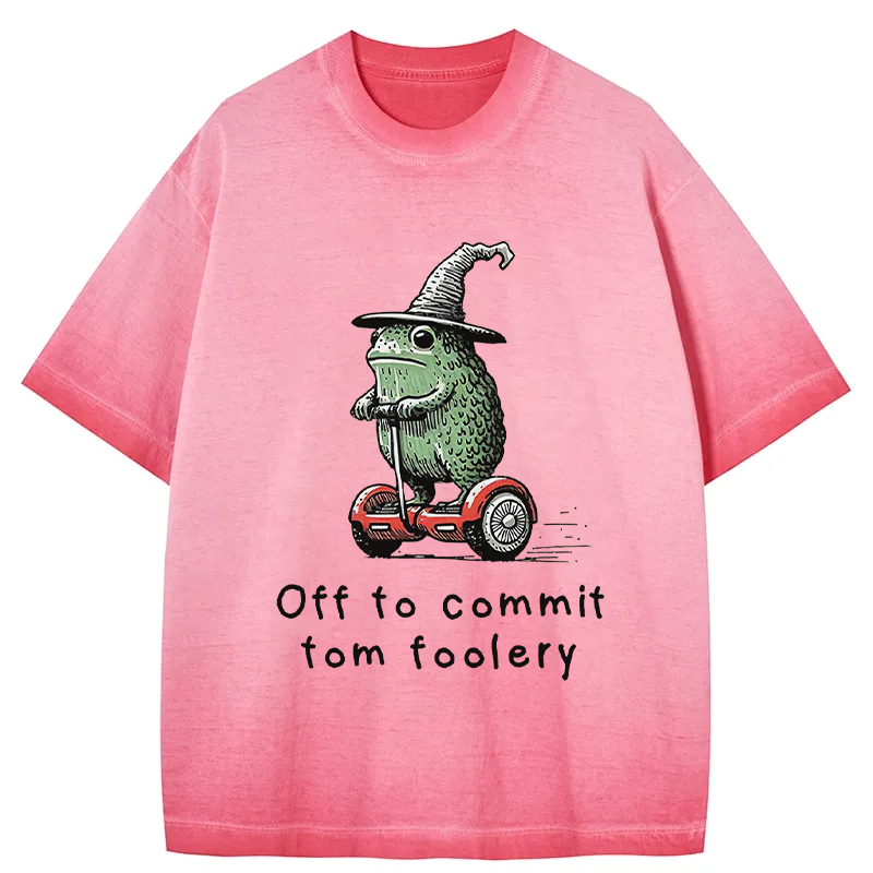 bbb Frog Riding A Balance Scooter Gradient Washed T-Shirt