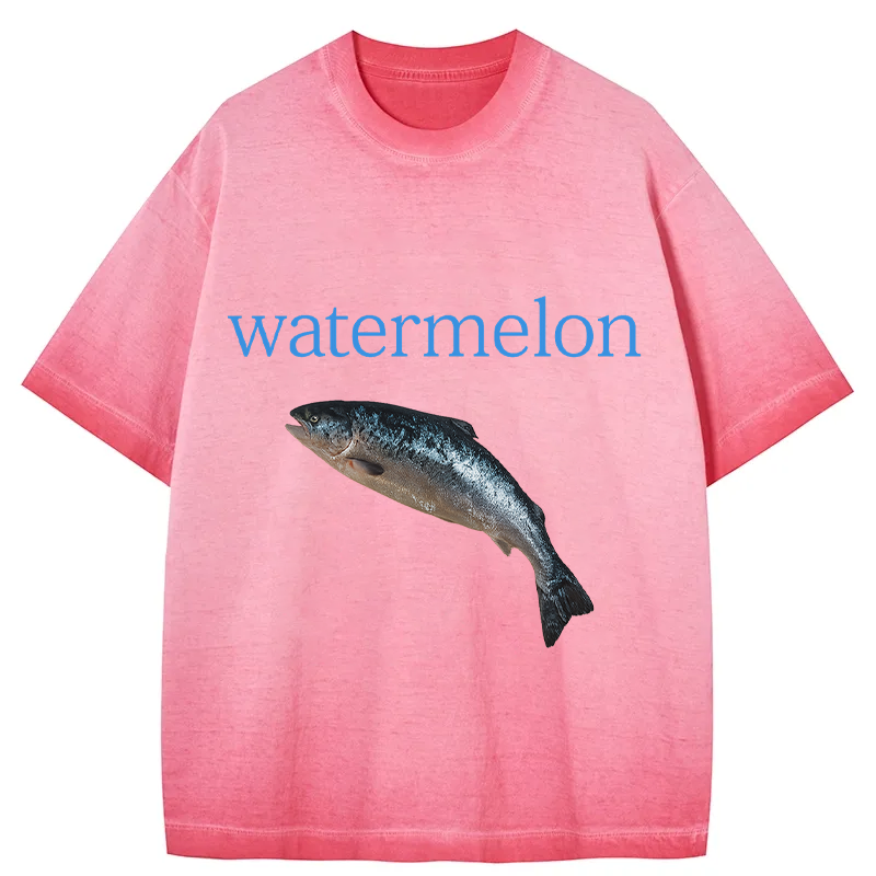 bbb Watermelon Fish Gradient Washed T-Shirt