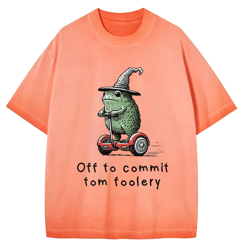bbb Frog Riding A Balance Scooter Gradient Washed T-Shirt