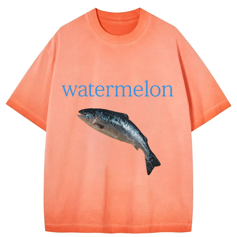 bbb Watermelon Fish Gradient Washed T-Shirt