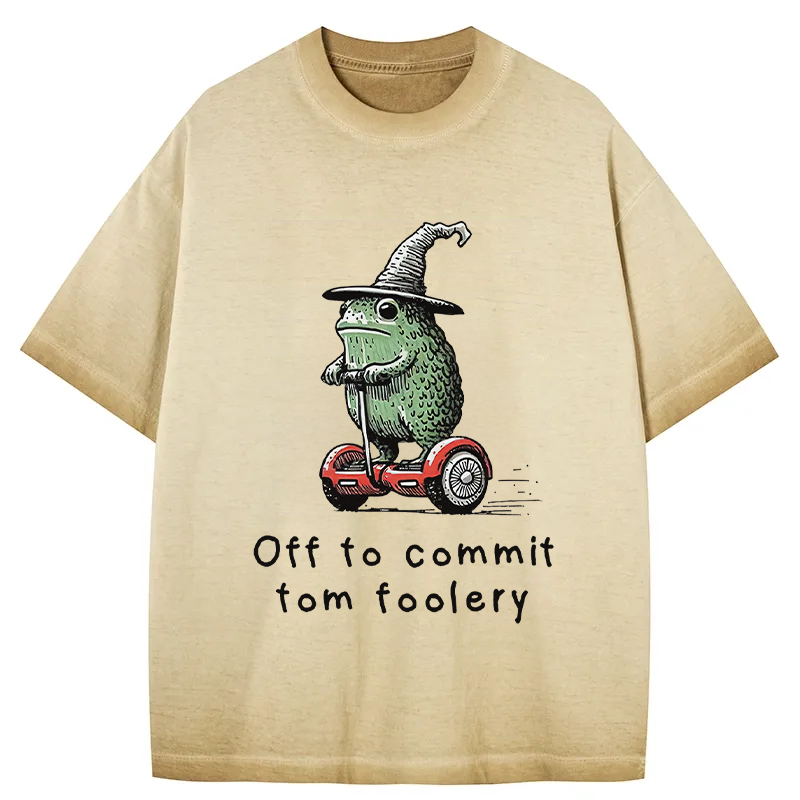 bbb Frog Riding A Balance Scooter Gradient Washed T-Shirt