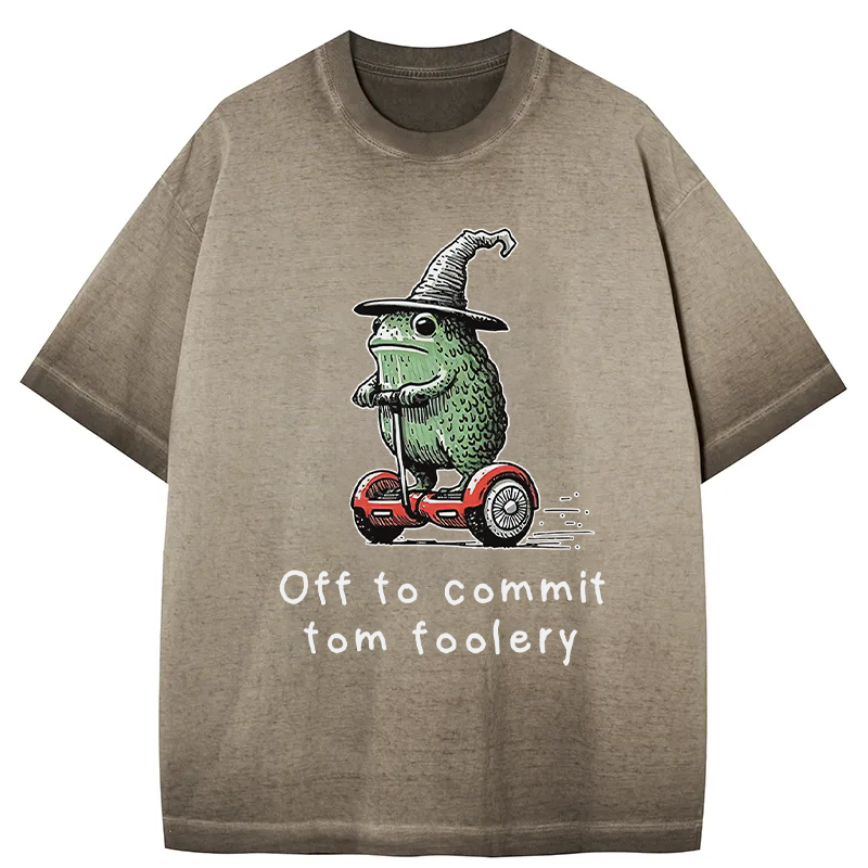 bbb Frog Riding A Balance Scooter Gradient Washed T-Shirt
