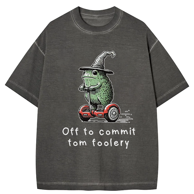bbb Frog Riding A Balance Scooter Gradient Washed T-Shirt