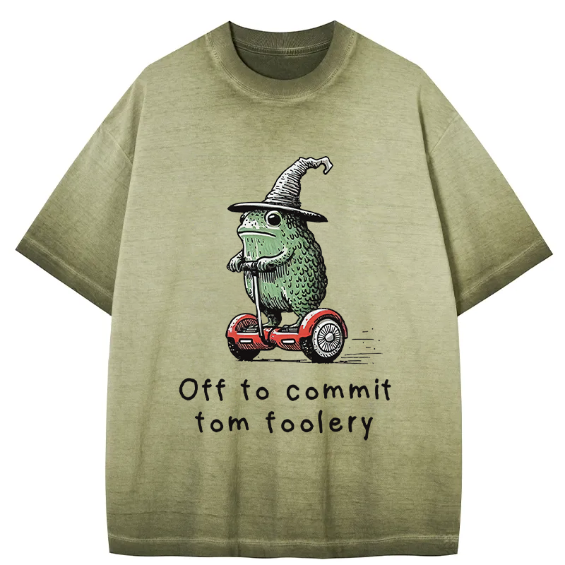 bbb Frog Riding A Balance Scooter Gradient Washed T-Shirt