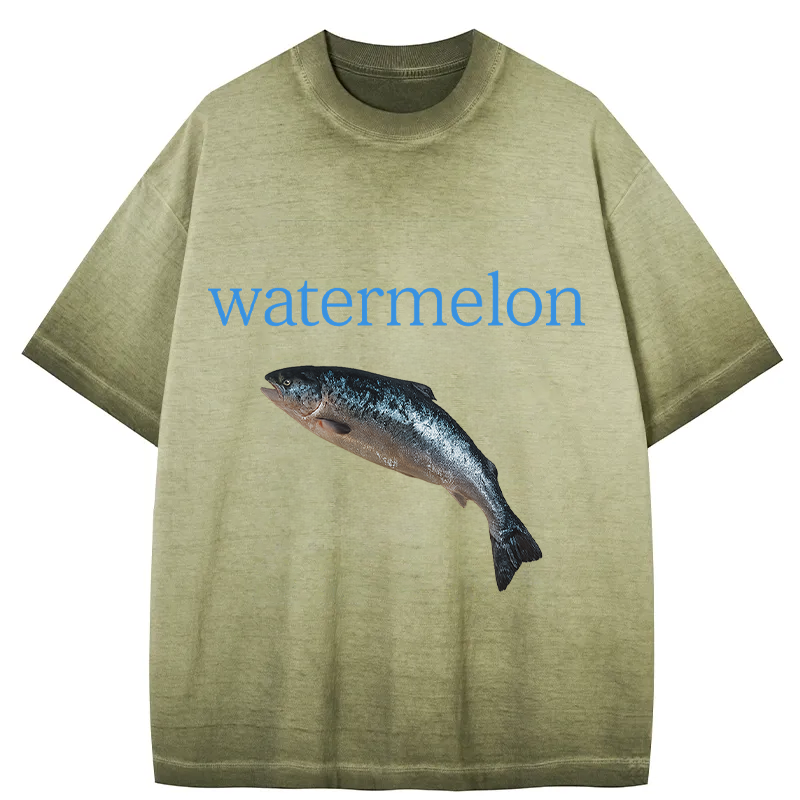 bbb Watermelon Fish Gradient Washed T-Shirt