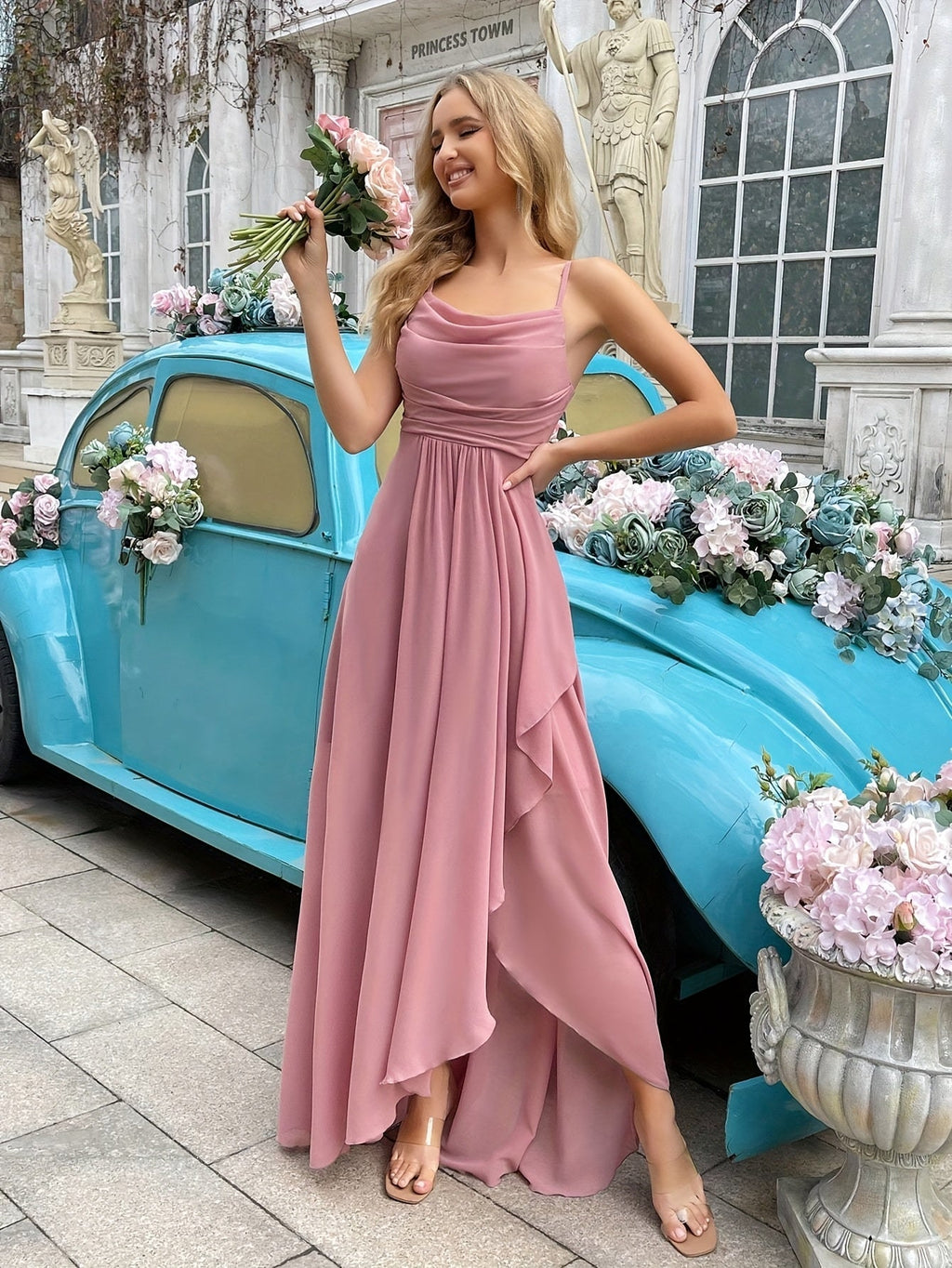 Elegant Women's Long Chiffon Dress, Fit and Flare Design, Versatile Summer and Wedding Guest Dresses