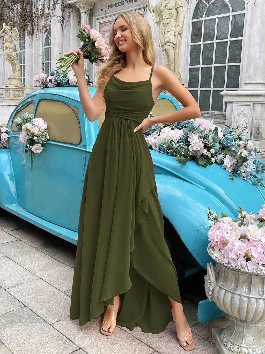 Elegant Women's Long Chiffon Dress, Fit and Flare Design, Versatile Summer and Wedding Guest Dresses